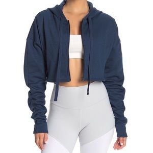 Alo Cropped Zip Up Hoodie